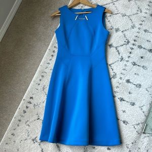 IVANKA TRUMP Cobalt Blue Size Small Dress with Silver Chain Detailing.